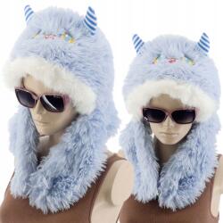 Cambell Meleg Téli Női Sapka Szőrmével, Kék Állatka Arc, Szarvak (5903991928115)