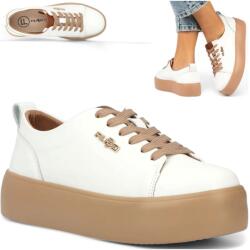 Filippo Női Bőr Félcipő Platformtalpú 40-es Méretű Kényelmes Fűzős Sneakerek Filippo (FILIPPO DP6117/24 WH BE)