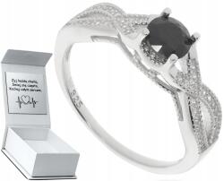  Ezüst Gyűrű Fekete Kővel És Cirkónia Kövekkel 925 Ajándék Gravírozás 19 (PCA 071 X 19)