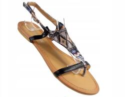  Fekete lapos talpú női szandál flip-flop papucs 36-os (20253)