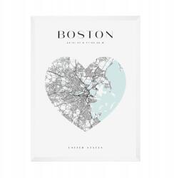  Boston várostérkép poszter szívvel 21X29, 7 cm fehér keret (MP1-0083_21X29,7,063)