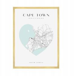  Fali poszter Cape Town várostérkép szívvel 50x70 cm arany keret (MP1-0134_50X70,045)