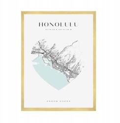 Honolulu várostérkép plakát szívvel 50x70 cm arany keret (MP1-0155_50X70,045)