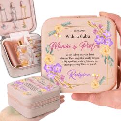  Ékszerdoboz Rózsaszín Táskába Esküvői Emlék Név Minták (Organizer Na Biżuterię Pudrowy Róż)