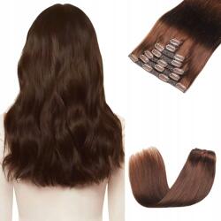  Felcsatolható haj utánfutó Clip-in emberi haj barna 45 cm 7 szál (8890O)