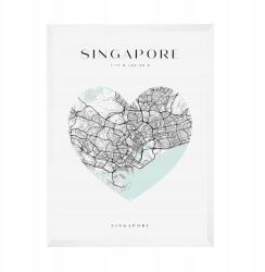  Szingapúr várostérkép plakát, Ázsia, Temasek szív, 21x29, 7 cm fehér keret (MP1-0113_21X29,7,063)