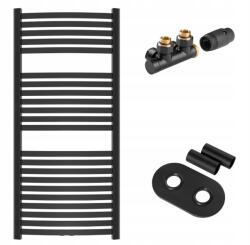 INVENA Fekete létra radiátor fürdőszobába, tartozékokkal (UG-03-12D)