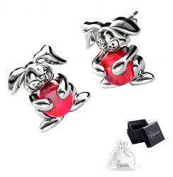 Ulex Premium Ezüst fülbevaló 925-ös finomságú, piros köves, nyuszi formájú, bedugós (GL-4449-KS dla dzieci i młodzieży)