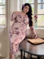 Dazy Rózsaszín Ruha MIDI Virágok (1XL) (612833)