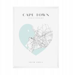  Cape Town várostérkép poszter szívvel, 21x29, 7 cm fehér keret (MP1-0134_21X29,7,063)