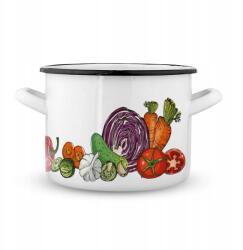 Silesia Fehér zománcozott edény indukciós tűzhelyhez Silesia "Zöldségek" dekorációval, 16 cm, 2, 2 literes (02050021302)