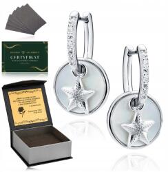 Golden Celebrity Elegáns Ezüst Női Fülbevaló Strasszokkal Hosszú Lógós Minta 925 (srebro 925 Koła kółka gwiazdki sztyfty 18 30)