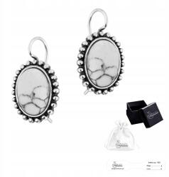 Ulex Premium Ezüst fülbevaló, 925-ös finomságú. Elegáns fülbevaló természetes howlittal, hölgyeknek (PE-2336-KB naturalny kamień)