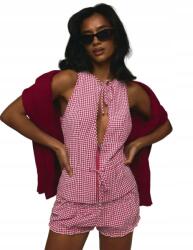 Shein Kockás Blúz Megkötővel __38