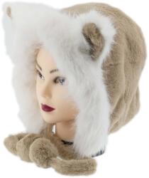 Cambell Meleg Téli Női Sapka Szőrmével Eco Barna Cica Fül Pomponok (Mordka uszy)