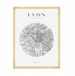  Várostérkép poszter Franciaország Lyon kb. 50x70 cm arany keret (MP1-0136_50X70,045)