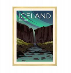  Izland Táj Plakát Tél Európa Hó Vakáció 50x70 cm arany keret (MP1-0161_50X70,045)