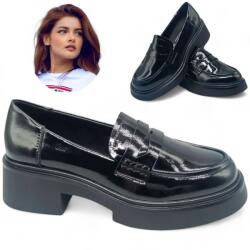 S. Barski Női bőr félcipő Lordsy S. Barski platform mokaszin fekete 39 (Lordsy S.Barsk JC42-62i)