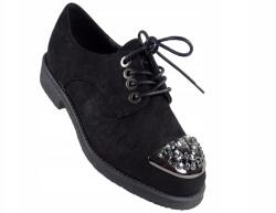  Fekete női félcipő velúrbőr cipő 38-as (20895)