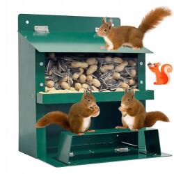  Kisállat Etető 22.5X18.5X23 CM Fém, Fedéllel, Zöld (KARMNIK DLA WIEWIÓREK)