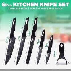  Konyhai Kések 5 Darabos Rozsdamentes Acél Késkészlet Hámozóval (xws)