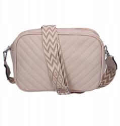  Elegáns, téglalap alakú, steppelt bézs női táska