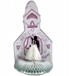 Miximport Dekoratív rozetta Ifjú pár 17x29 cm Menyasszony és vőlegény a templomban (DE-078PY)