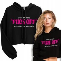  Kényelmes Rövid Crop Felső Fuck Off Mintákkal M (Krótka Bluza Damska Czarna Kobiece Wzory)