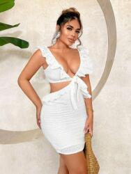 Shein KC52111 Shein Fehér Hímzett Ruha Mini Kivágásokkal (4) S