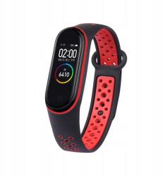 Xiaomi Szíj MI Band 3/4 Perforált Fekete-piros Csere (Opaska Zamienna Pasek do Xiaomi Mi Band 3/4)