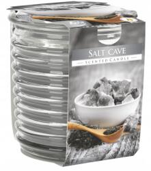 BISPOL Illatgyertya befőttes üvegben Sóbarlang 8, 2x8cm 28 órás égéshez (035314)