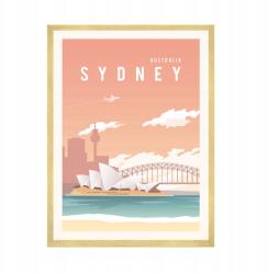  Opera Ház, Sydney, Ausztrália városplakát, nyaralás, 50x70 cm arany keret (MP1-0199_50X70,045)