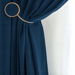 Prestiqua Velúr Függöny Nappaliba Szalaggal, Csipeszekhez 150x240 Sötétkék Velvet (2648)