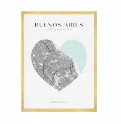  Buenos Aires várostérkép plakát szívvel 50x70 cm arany keret (MP1-0077_50X70,045)