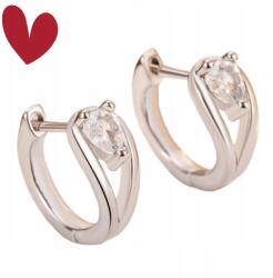  Kompakt és kifinomult, üreges fülbevaló, S925 ezüst, 5A cirkónia, fehér arany