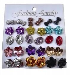  Csavaros fülbevaló mix 15 pár gyémántok, virágok, szalagok (BI-666Z)