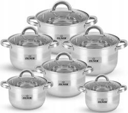  Acél edénykészlet 12 db-os Ele Zilner ZL-8120 Gáz, indukciós, halogén (zl-8120)