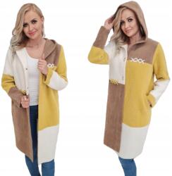 Soprato Hosszú Alpaka Prémium Gyapjú Kapucnis Kabát Camel-ecru-mustár (XXX alpaka)