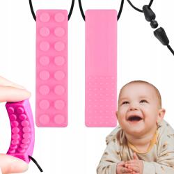  Logopédiai Rágóka Terápiás Érzékszervi Rózsaszín Építőkocka Nyaklánc (GRYZAK LOGOPEDYCZNY TERAPEUTYCZNY )