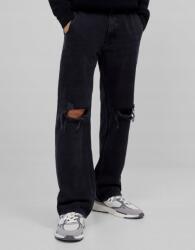 Bershka Fekete Egyenes Lyukú Nadrág (36) (544990)