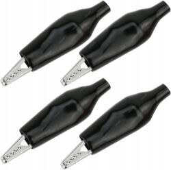 Reball 4 Db Fekete Krokodilcsipesz 35mm Szigetelt Kábelhez (KROKODYLKI KROKODYLEK CZARNY 35mm ŻABKA)