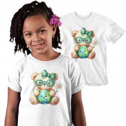 Aradena Gyerek Póló Fehér Föld Napjára, Mackó, Születésnapi Ajándék 110-es méret (138 4 Dzień Ziemi - Misiu)