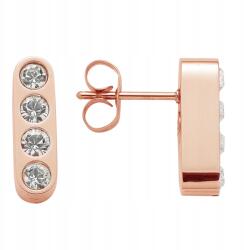 Energetix Mágneses Fülbevaló Rózsaszín Arany Kristályokkal, Sebészeti Acél, Stiftes (3735-2)