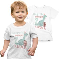Aradena Gyerek Póló Születésnapra "Ale Gratka" Kétéves Vagyok T-rex Ajándék 87-92 (138 2 Ale Gratka mam 2 Latka T-REX )