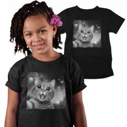 Aradena Gyerek Póló Fekete nyomattal Selfie Macska Ufo Születésnap Ajándék 158 (138 12 Cat Selfie UFO)