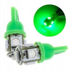 Interlook Led T10 W5W Autóizzó 12V, 5 Smd, Zöld Szín, 1db