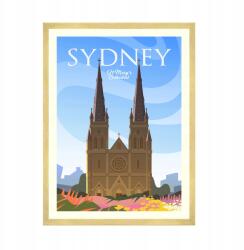  Sydney Ausztrália városplakát, katedrális, 50x70 cm arany keret (MP1-0169_50X70,045)