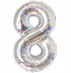 Dekorstar Léggömb Szám 8 Ezüst 100cm 1 méter 8 Születésnap 8 év Héliumos Fólia Nagy XXL