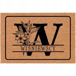 TabPrint Lábtörlő 60x40cm Kókusz Rost Személyre Szabott Névvel, "w" Betűs Mintával (Kokosowa Wycieraczka Frontowa Personalizowana)
