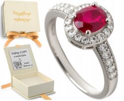  Ezüst Gyűrű Piros Kővel És Cirkóniákkal Ajándék Gravírozás 24 (biżuteria na urodziny imieniny rocznicę)